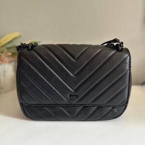DKNY Black Chevron Quilted Crossbody Bag